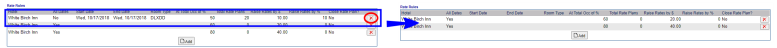 Rate Plan Rules section with Rule to be deleted highlighted then removed schematic